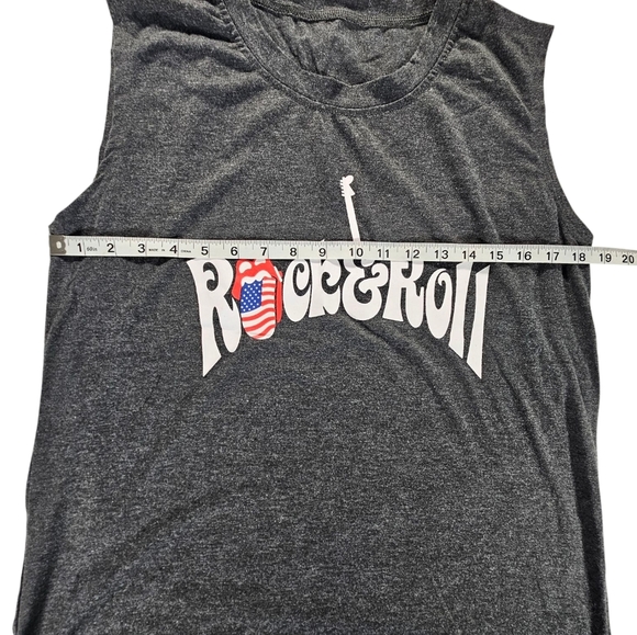 Rock & Roll Rolling Stones Tongue Grey Sleeveless Tee Size Large - Picture 3 of 4